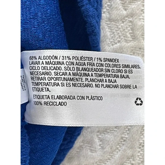 A New Day Royal Blue Textured Puff Sleeve Square Neck Top Women's Medium - Picture 6 of 9